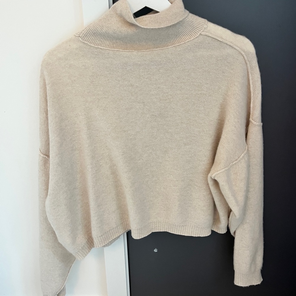 FREE PEOPLE CASHMERE SWEATER TAN/CREAM